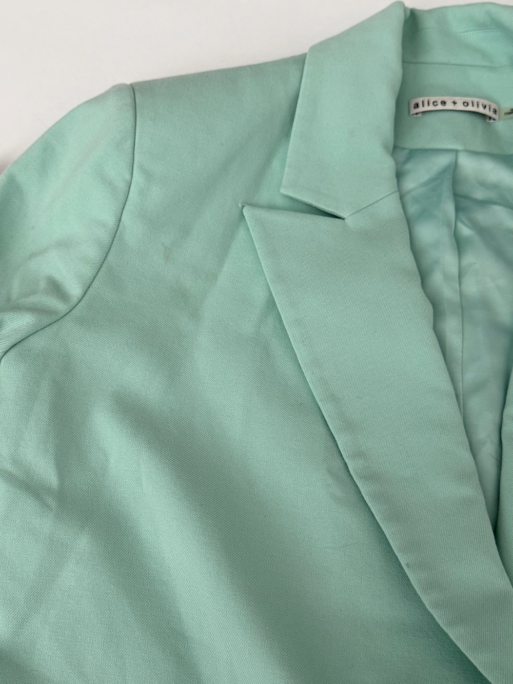 Alice + Olivia Mint Green Women's Oversized Blazer Jacket with rushed sleeves XS - Picture 8 of 12